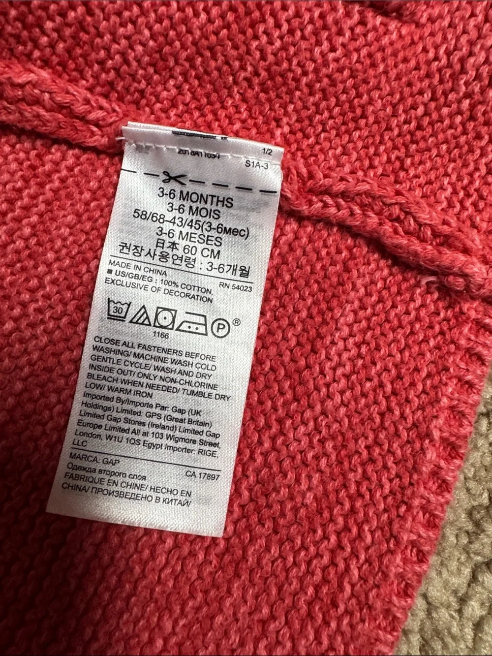 Baby gap knit ladybug sweater